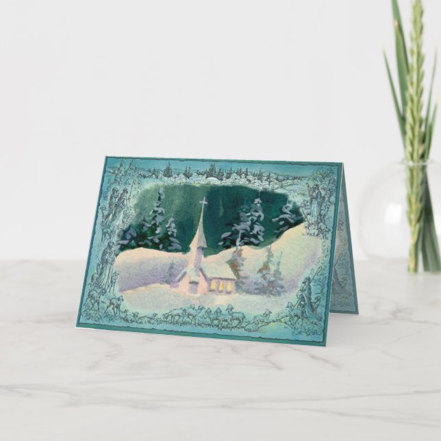 Cartão De Festividades CHRISTMAS CHURCH by SHARON SHARPE (Frente)