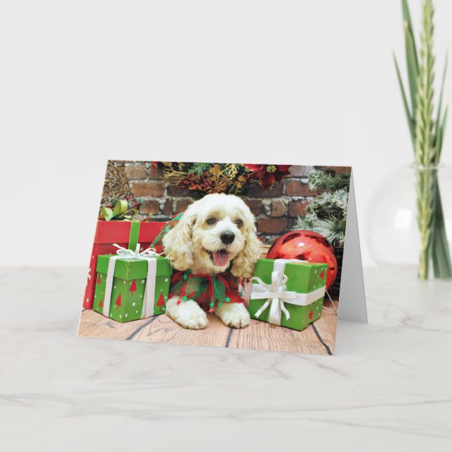 Cartão De Festividades Christmas - Cockapoo - Clancy (Frente)