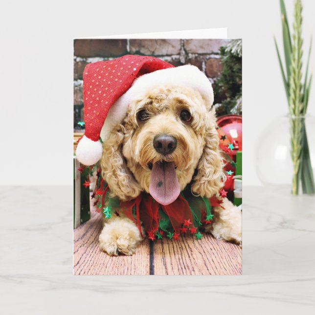 Cartão De Festividades Christmas - Cockapoo - Sadie (Frente)