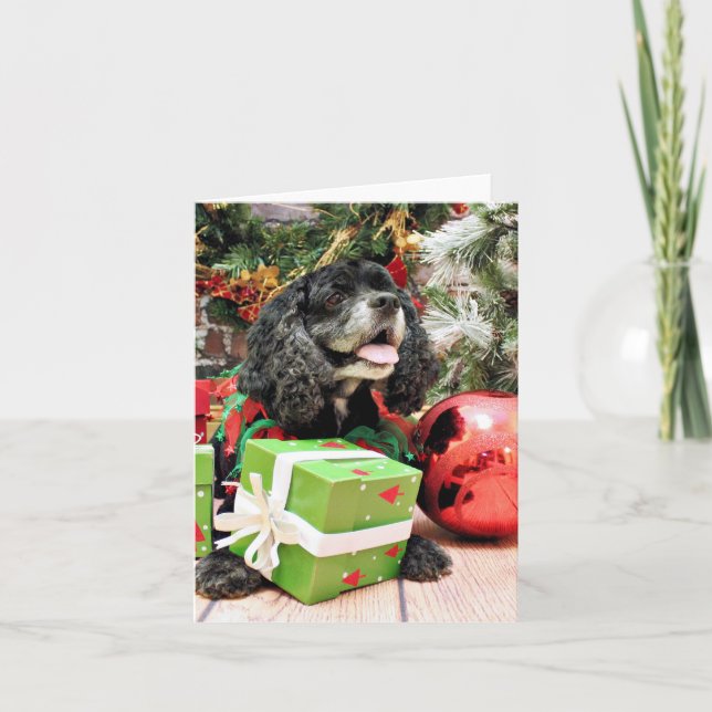 Cartão De Festividades Christmas - Cocker Spaniel - Marshall (Frente)