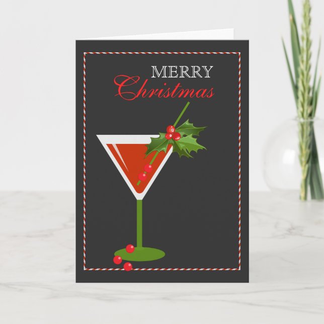 Cartão De Festividades Christmas Cocktail Party Holiday Greeting Card (Frente)