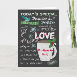 Cartão De Festividades Christmas Coffee Shop Chalkboard Add Your Names