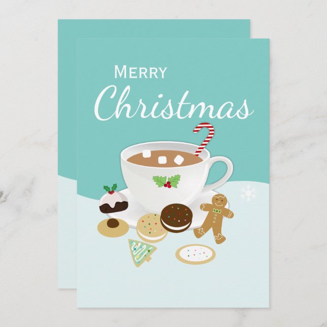 Cartão De Festividades Christmas cookies and hot chocolate (Frente/Verso)