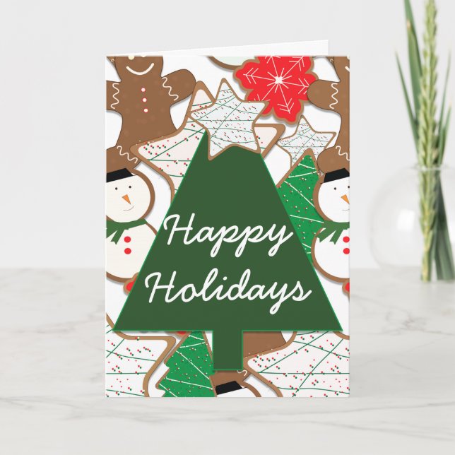 Cartão De Festividades Christmas Cookies Holiday Greeting Fold Card (Frente)