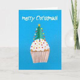 Cartão De Festividades Christmas Cupcake with Christmas Tree