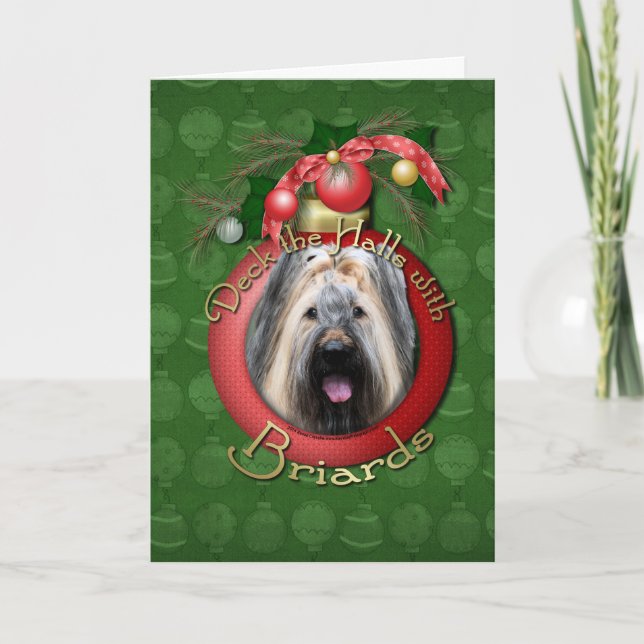 Cartão De Festividades Christmas - Deck the Halls - Briard (Frente)