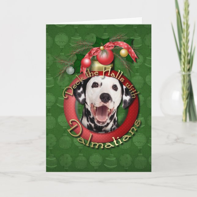 Cartão De Festividades Christmas - Deck the Halls - Dalmatians (Frente)