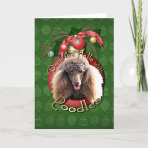 Cartão De Festividades Christmas - Deck the Halls - Poodles - Chocolate