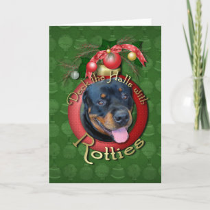 Cartão De Festividades Christmas - Deck the Halls - Rotties - Harley