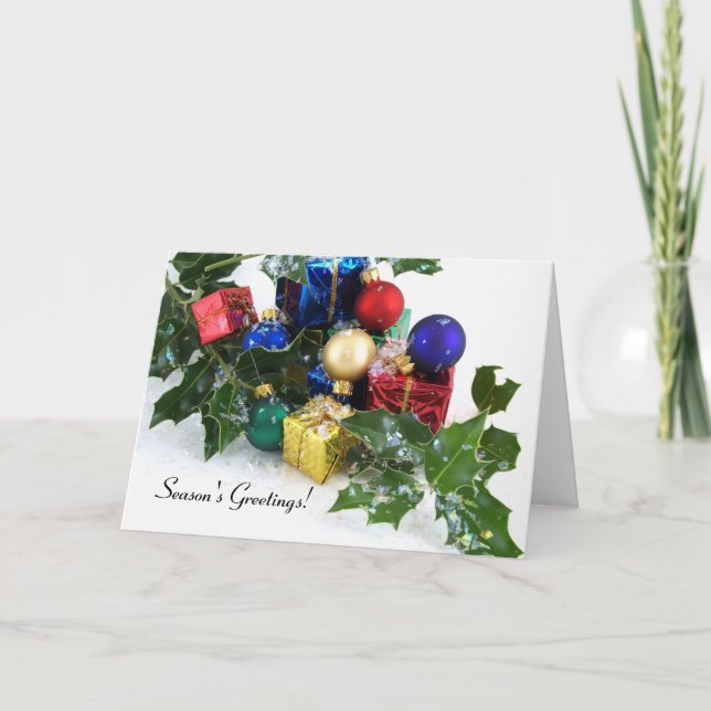 Cartão De Festividades Christmas Decorations Season's Greetings! (Frente)