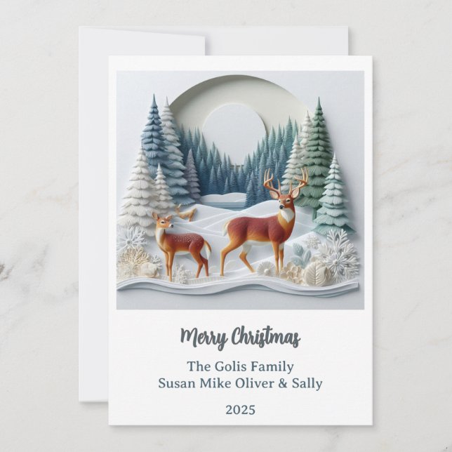 Cartão De Festividades Christmas Deer Holiday Wildlife Personalized Card  (Frente)