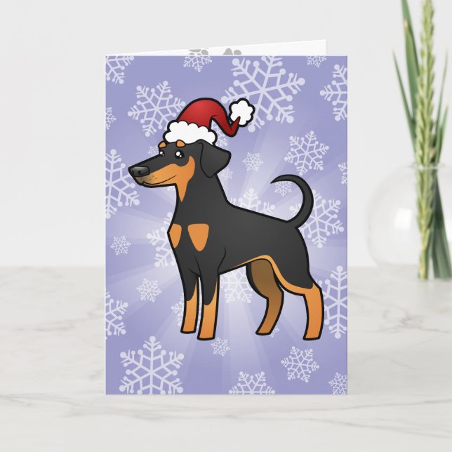 Cartão De Festividades Christmas Doberman Pinscher (floppy ears) (Frente)