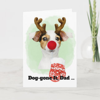 Cartão De Festividades Christmas Dog w/Antlers for Dad Holiday Card
