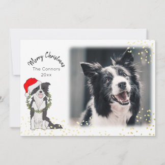 Cartão De Festividades Christmas Dog with Photo Border Collie