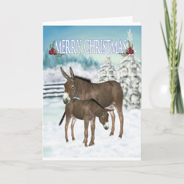 Cartão De Festividades Christmas Donkeys. christmas card (Frente)
