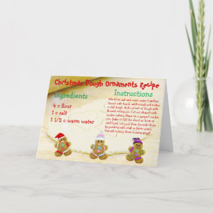 Cartão De Festividades Christmas Dough Cookie Ornament Recipe Card