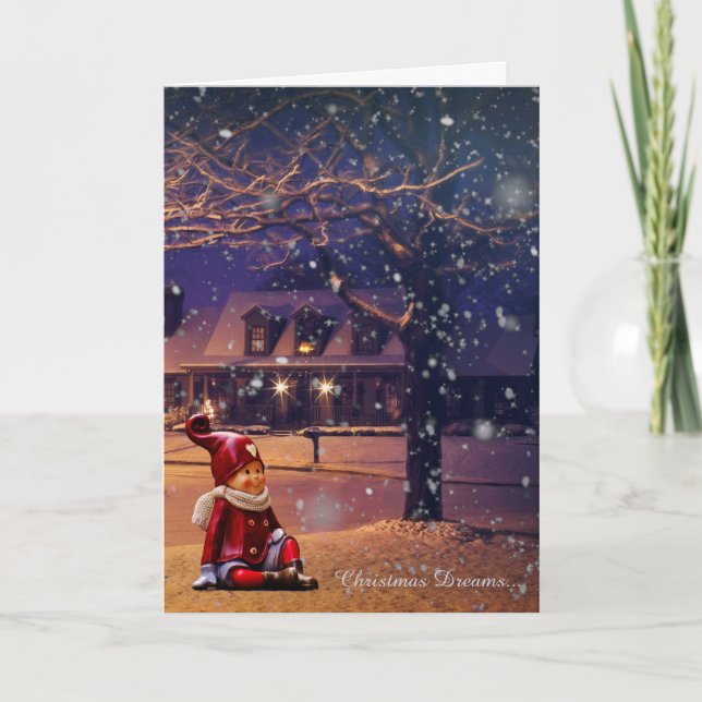 Cartão De Festividades Christmas Dreams Elf Holiday Card (Frente)