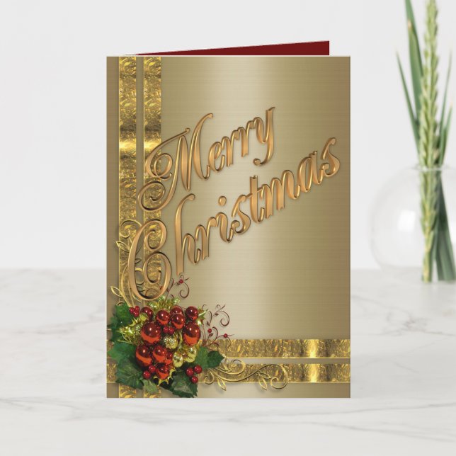 Cartão De Festividades Christmas elegance card gold and red Victorian (Frente)