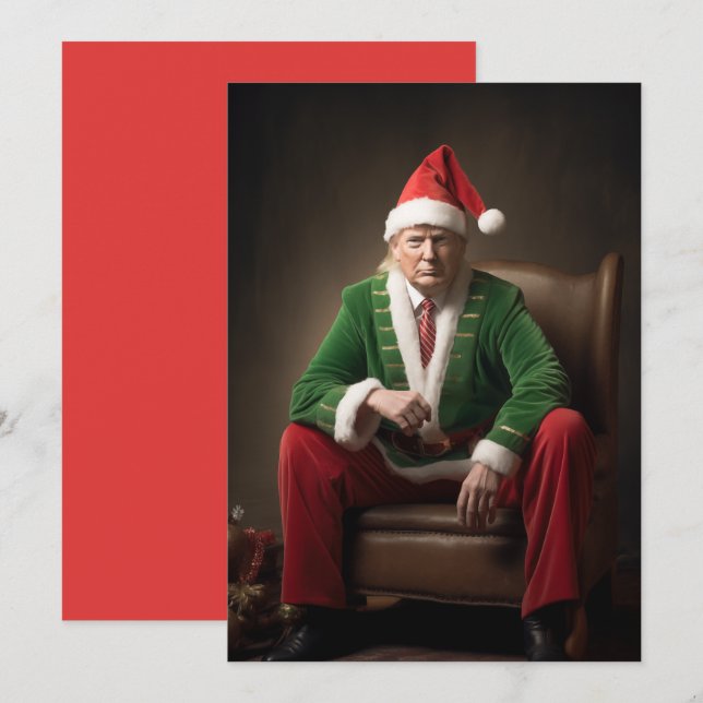 Cartão De Festividades Christmas Elf Donald Trump (Frente/Verso)