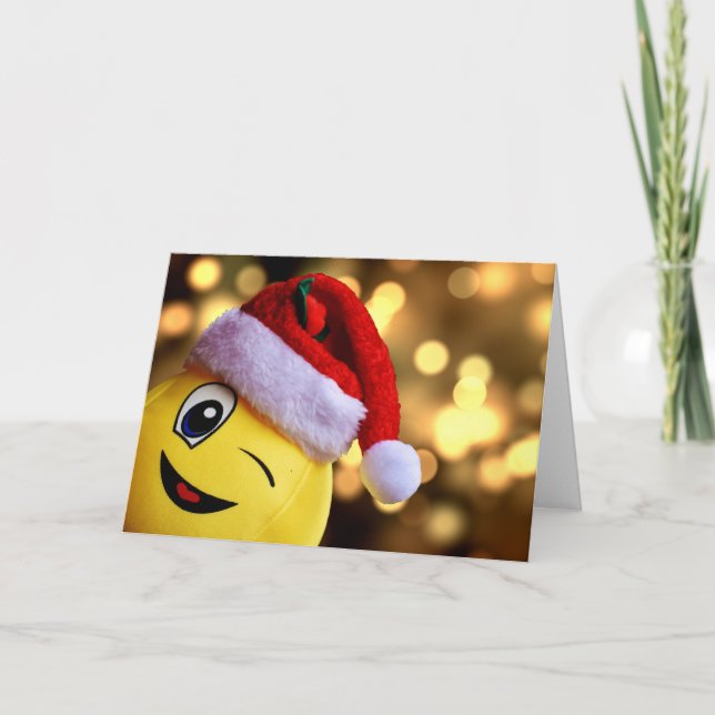 Cartão De Festividades Christmas Emoji Face Holiday Card (Frente)