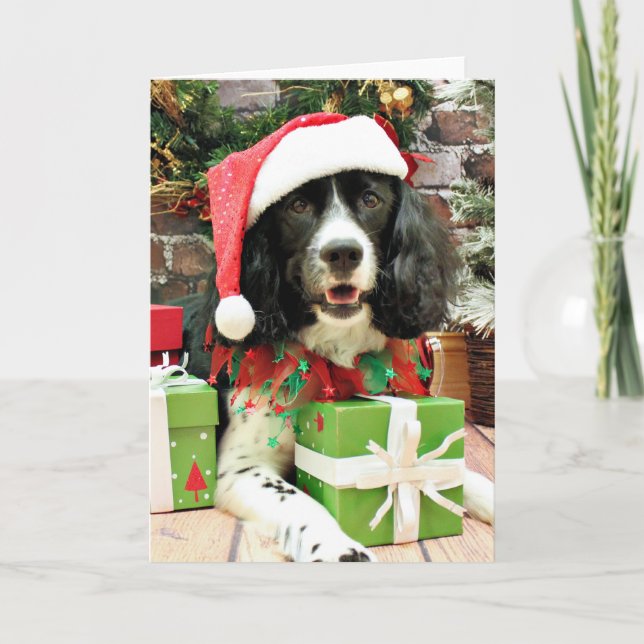 Cartão De Festividades Christmas - English Springer Spaniel - Lucy (Frente)