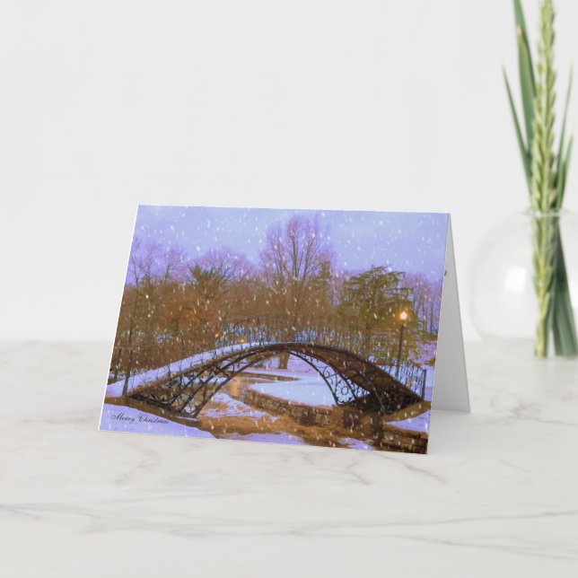 Cartão De Festividades Christmas Eve in the Park (Frente)
