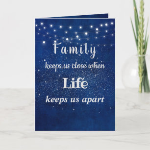 Cartão De Festividades Christmas family quote on blue