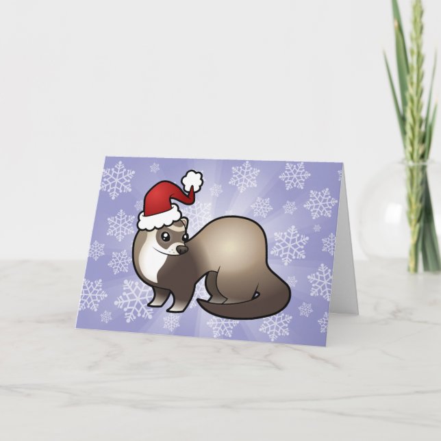 Cartão De Festividades Christmas Ferret (Frente)
