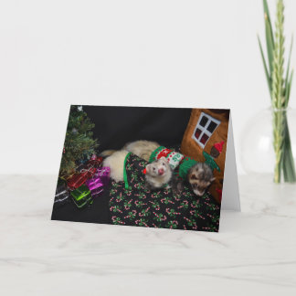 Cartão De Festividades Christmas Ferrets Greeting Card