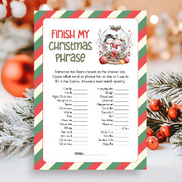 Cartão De Festividades Christmas Finish the Christmas Phrase Game