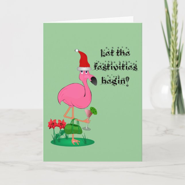 Cartão De Festividades Christmas Flamingo Greeting Card (Frente)