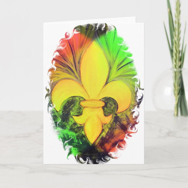 Cartão De Festividades Christmas Fleur de Lis (Frente)