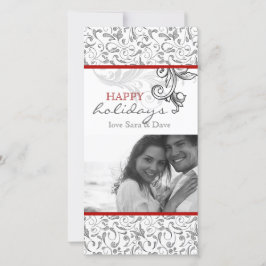 Cartão De Festividades Christmas Floral Romantic Photo Card Red