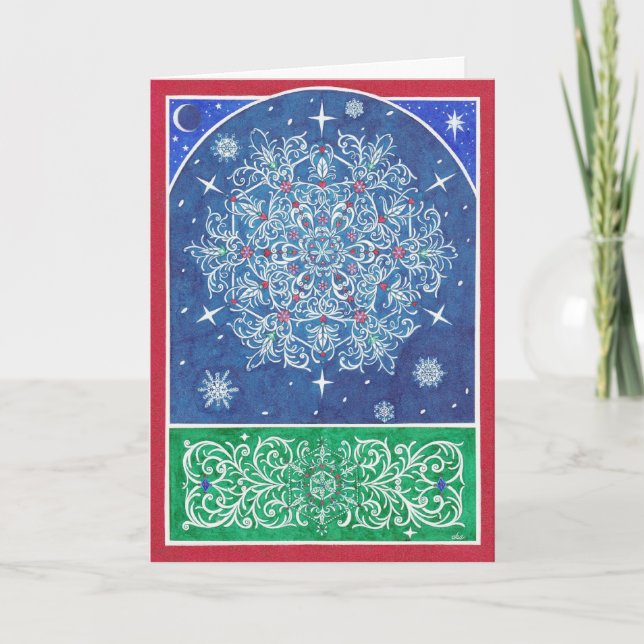 Cartão De Festividades Christmas ~ Florentine Snowflake Greeting Cards (Frente)