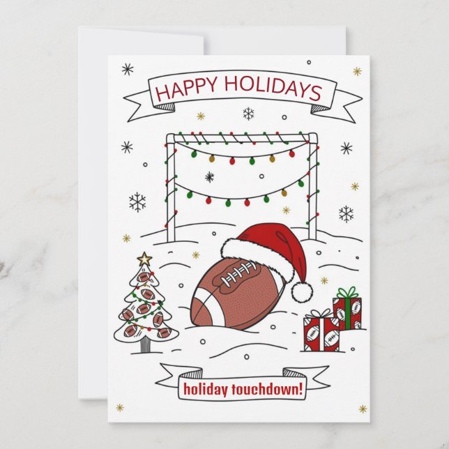 Cartão De Festividades Christmas football Ball Santa Hat Greeting Cards (Frente)