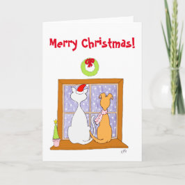 Cartão De Festividades Christmas: Friends (Cat & Dog)