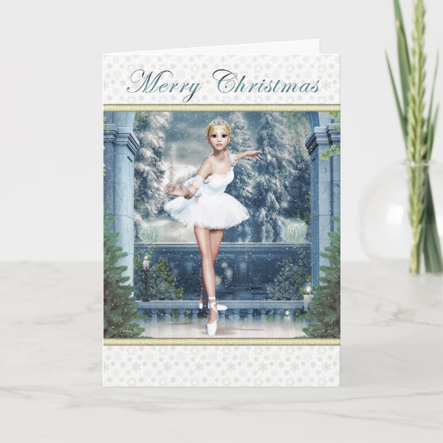 Cartão De Festividades Christmas Frost Princess Ballerina Greeting Card (Frente)