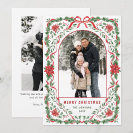 Cartão De Festividades Christmas Funky Whimsical Red Bow Wreath 2 Photo