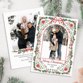 Cartão De Festividades Christmas Funky Whimsical Red Bow Wreath 2 Photo