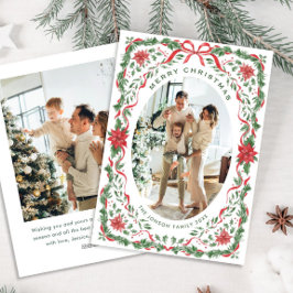 Cartão De Festividades Christmas Funky Whimsical Red Bow Wreath 2 Photo