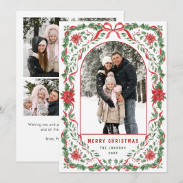 Cartão De Festividades Christmas Funky Whimsical Red Bow Wreath 5 Photo