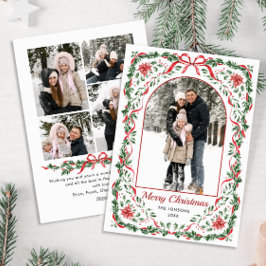 Cartão De Festividades Christmas Funky Whimsical Red Bow Wreath 5 Photo