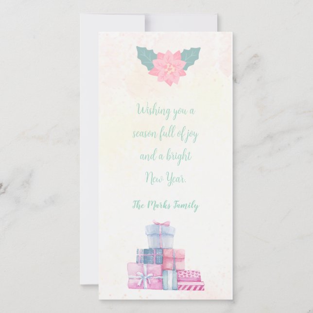 Cartão De Festividades Christmas Gifts Greeting Card (Frente)