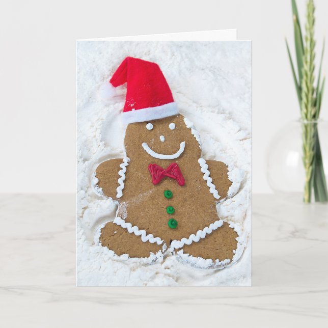 Cartão De Festividades Christmas gingerbread man snow angel (Frente)