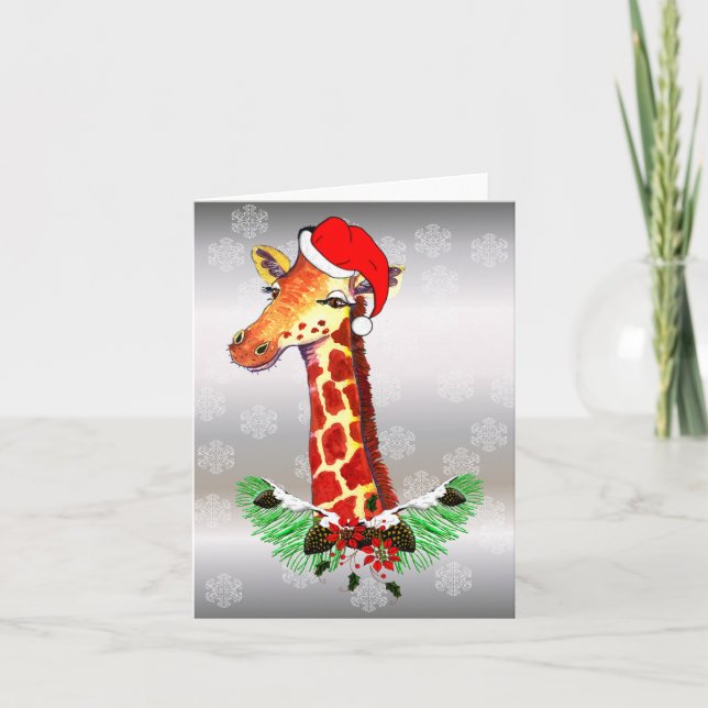 Cartão De Festividades Christmas Giraffe (Frente)