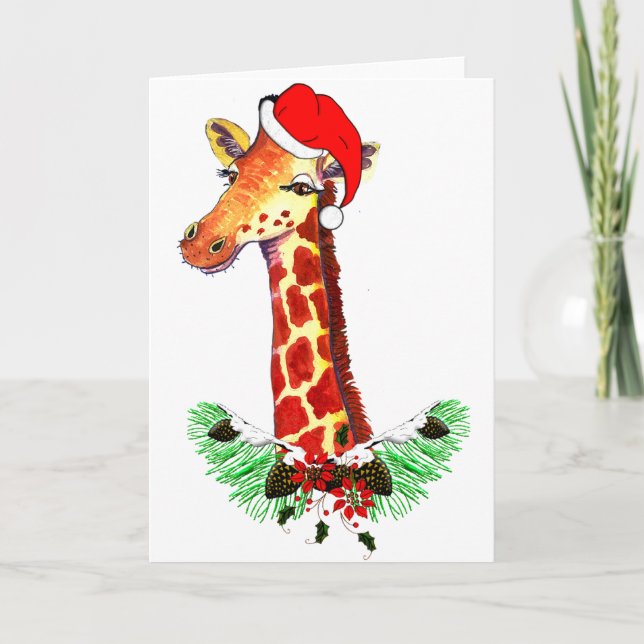 Cartão De Festividades Christmas Giraffe (Frente)