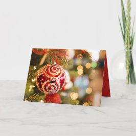 Cartão De Festividades Christmas Glitter Red Tree Ornament Holiday Card