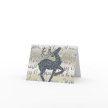Christmas Glitter REINDEER Holiday Fold Card