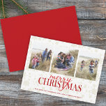 Cartão De Festividades Christmas Gold Elegant Floral Holiday 3 Photo<br><div class="desc">This design features Christmas holiday gold elegant floral,  family three 3 photo picture,  modern simple calligraphy script,  a minimalist merry Christmas greeting,  happy new year typography,  botanical gold greenery leaves,  modern elegant simple trendy,  with a modern calligraphy script font,  holiday leaves foliage,  Christmas holiday photo card</div>