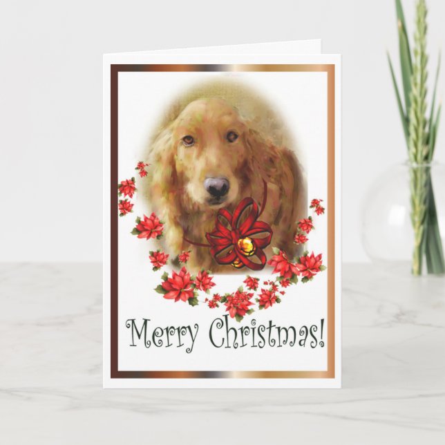 Cartão De Festividades Christmas Golden Retriever Greeting Card (Frente)